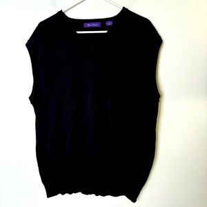 Alan Flusser Black Cotton Vest Argyle Design